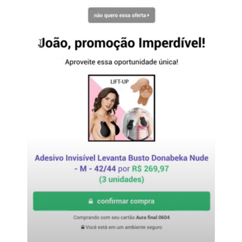 Exemplo upsell de 1 click